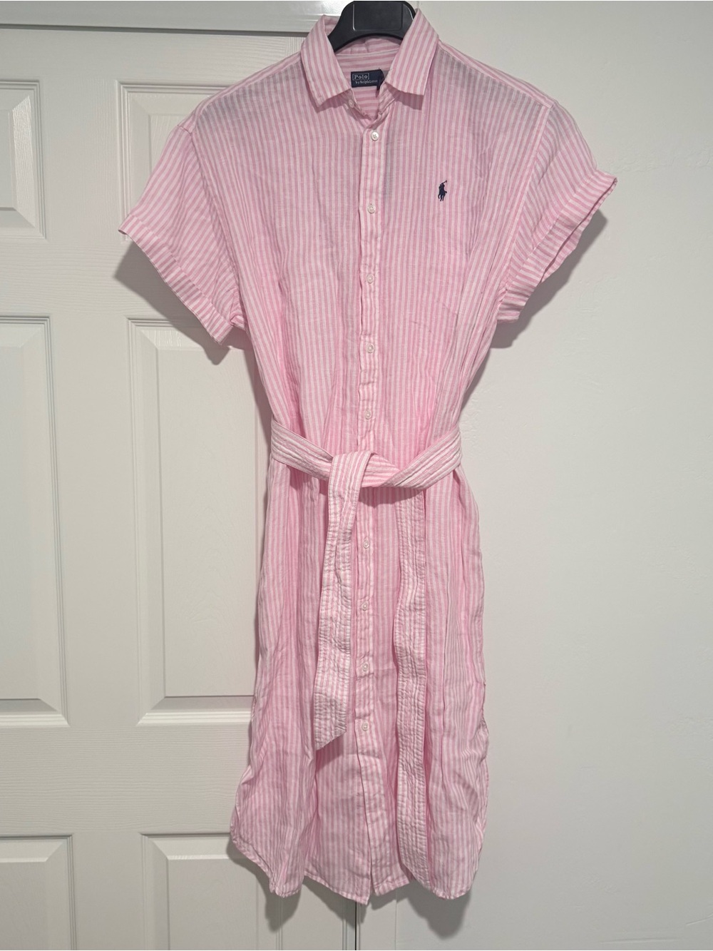 Polo by Ralph Lauren Pink and White Striped Shirt Dress - Picture 6 of 13